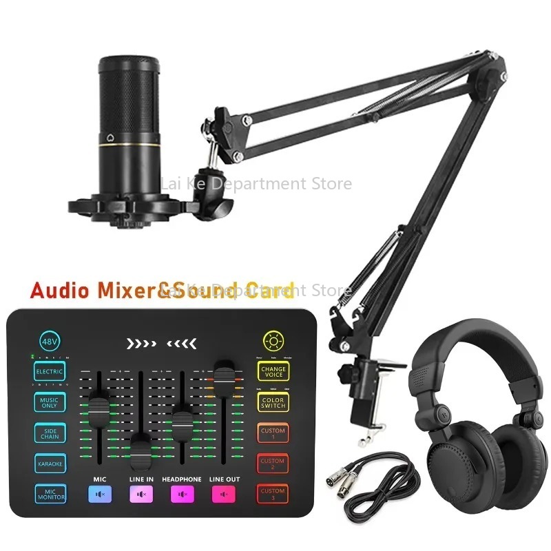 Condenser Microphone Kit - ZX230 Live-Stream Soundkarte Kondensatormikrofon Broadcast-Kit Aufnahme