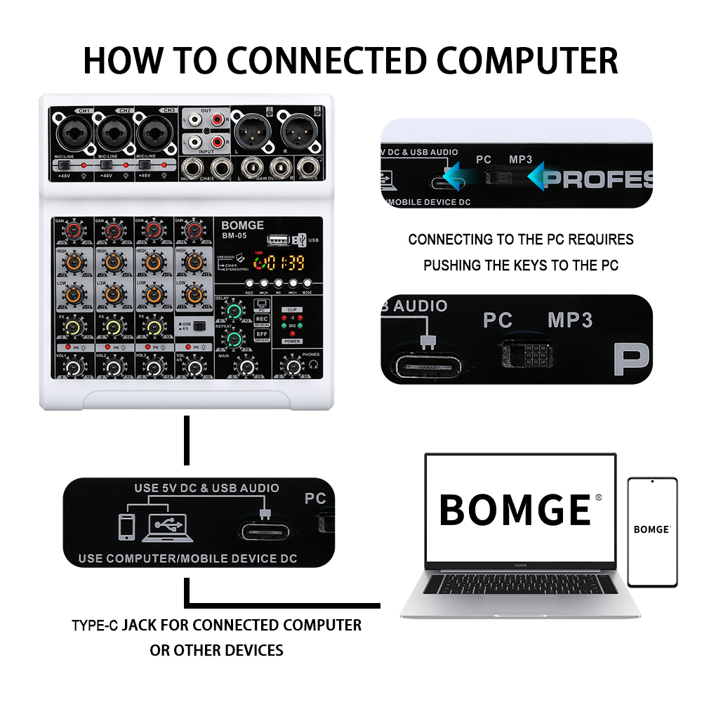 BOMGE 5-Kanal-Audiomixer, trag – Usb Sound Card Bewertung und Preis